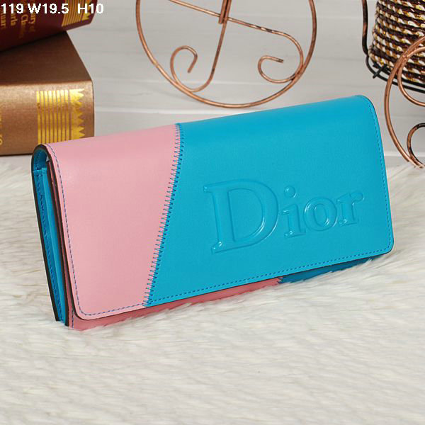dior bi-fold wallet calfskin 119 blue&pink - Click Image to Close
